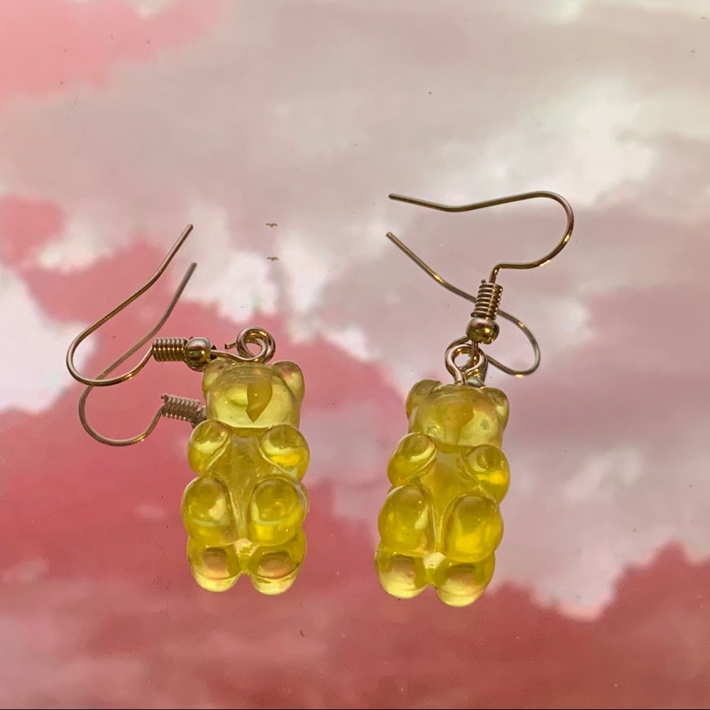 Handmade yellow gummy bear earrings